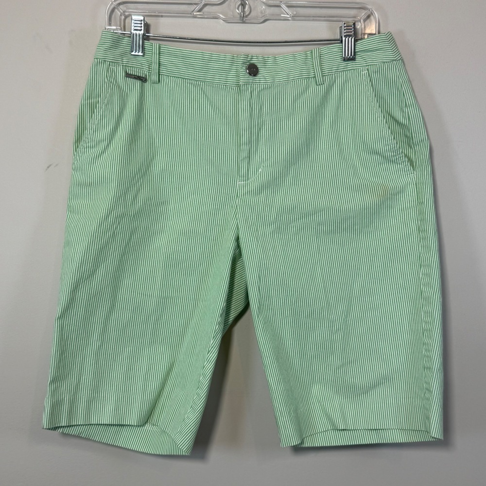 Lauren Ralph Lauren Active Seersucker Shorts Womens 6 Green Striped Golf Stretch